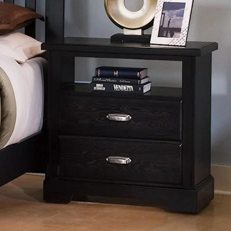 2 Drawer Nightstand with Open Shelf